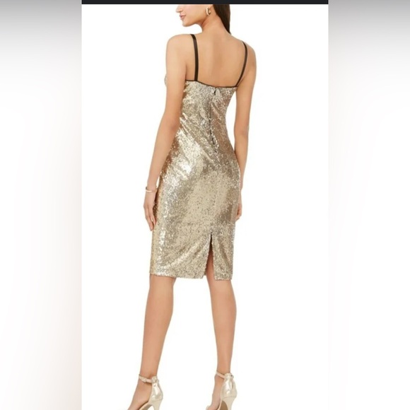 Vince Camuto allover sequin sheath dress in gold size 4. - Picture 2 of 6